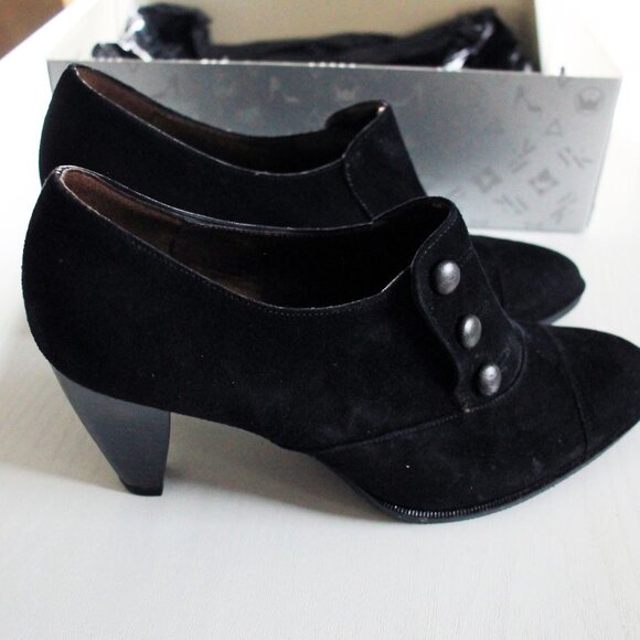 PETER KAISER Black Suede Shoes Granny Booties Heel Sigri Size 7.5B - Picture 5 of 14
